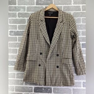 Rachel Zoe brown and black plaid blazer size large